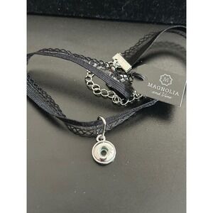 Choker Black Stretchy Lace Snap Charm Necklace Magnolia and Vine Holds Mini Snap